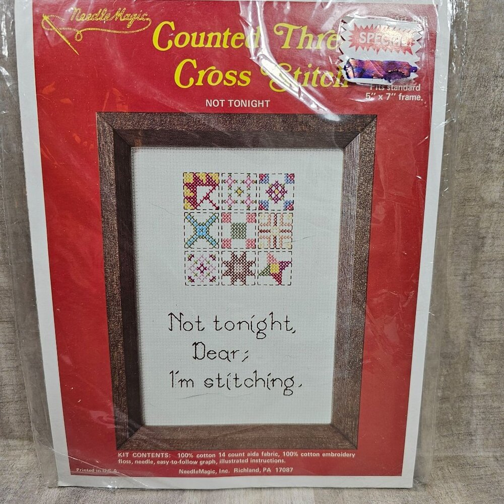 NeedleMagic Cross Stitch Kit Not Tonight NEW Needle Magic